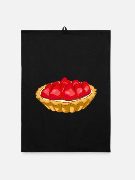 Erdbeer-Tarte - Organic Geschirrtuch - Schwarz - Vorne