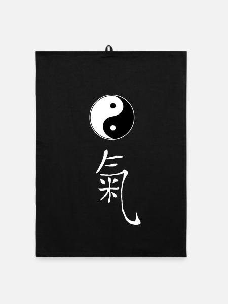 yin yang qi - Organic Geschirrtuch - Schwarz