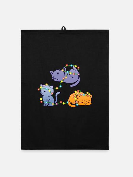 Christmas Cats - Organic Geschirrtuch - Schwarz - Vorne