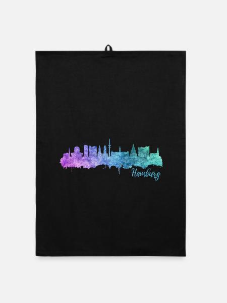 Hamburg Skyline - Organic Geschirrtuch - Schwarz