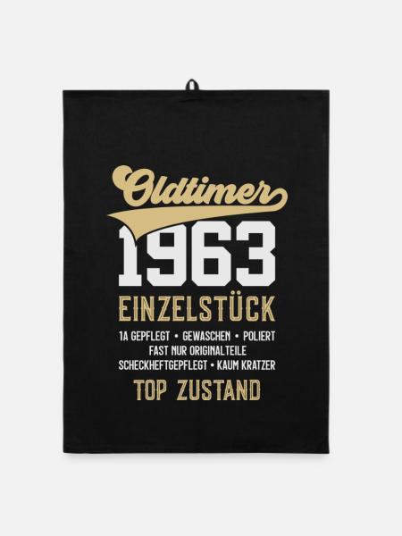 63. GEBURTSTAG OLDTIMER 1963 - Organic Geschirrtuch - Schwarz - Vorne