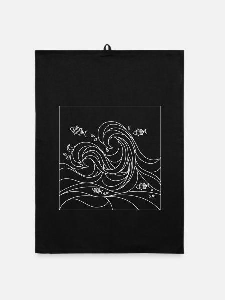 geometric ocean - Organic dish towel - black - Front