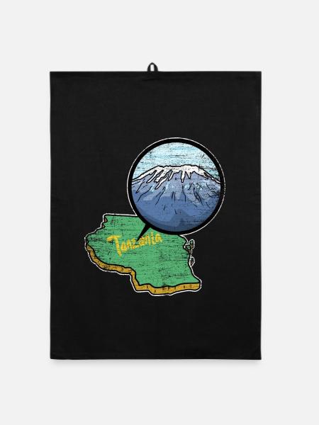 Wuchtiger Kilimanjaro Vulkankegel - Organic Geschirrtuch - Schwarz - Vorne