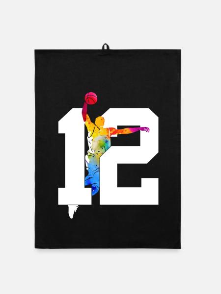 NUMMER 12 BASKETBALL 12. GEBURTSTAG - Organic Geschirrtuch - Schwarz