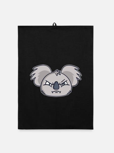 Koala Morgenmuffel wütend böse Koalabär - Organic Geschirrtuch - Schwarz - Vorne