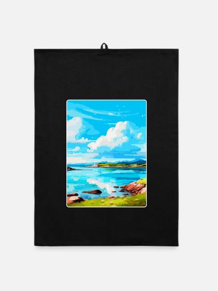 Isle Of Iona Schottland UK Vintage Reiseposter WPA - Organic Geschirrtuch - Schwarz - Vorne