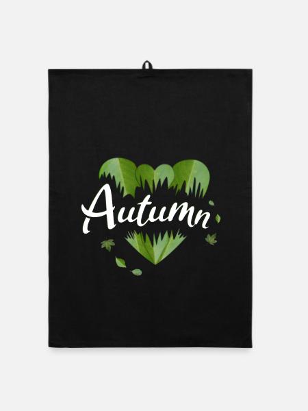 Herbst goldener Herbst Blätter - Organic Geschirrtuch - Schwarz