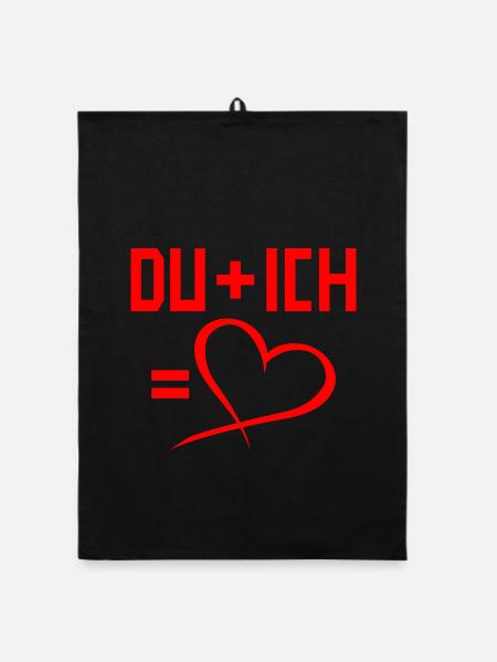 Du plus Ich gleich Herz Liebe Romantisch - Organic Geschirrtuch - Schwarz - Vorne