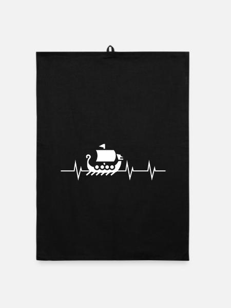 Heartbeat of a Viking - Organic Geschirrtuch - Schwarz - Vorne