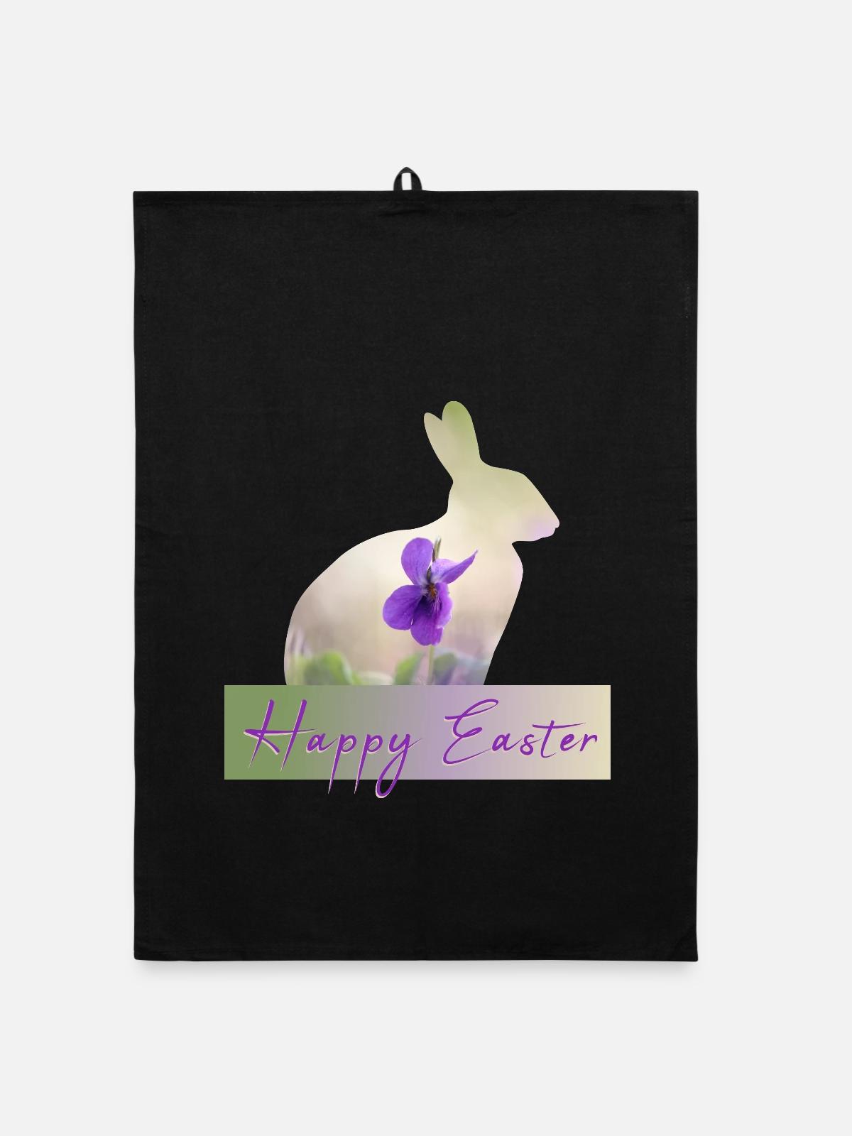 Happy Easter - Organic Geschirrtuch - Schwarz - Vorne
