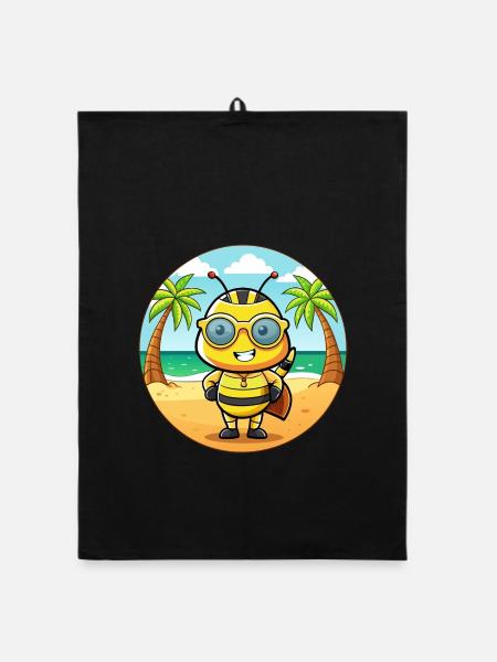 Biene Lustige Cartoon Sommer Strand Sonnenbrille - Organic Geschirrtuch - Schwarz - Vorne