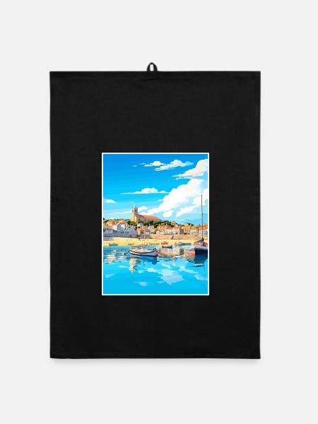 Penzance Cornwall Vintage Reiseposter Souvenir - Organic Geschirrtuch - Schwarz - Vorne