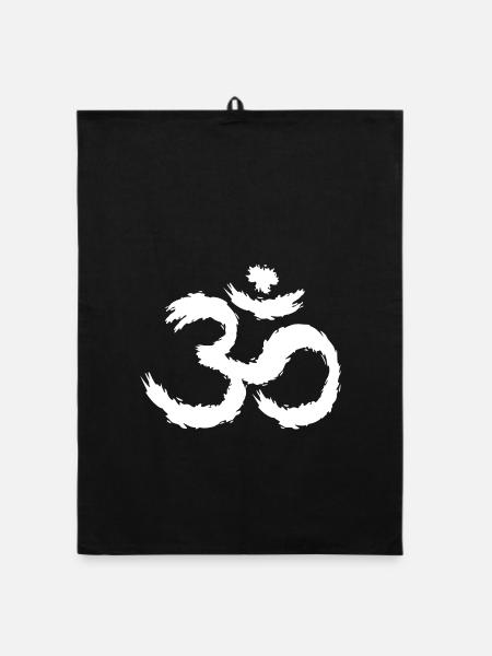 Om Symbol Hinduismus - Organic Geschirrtuch - Schwarz - Vorne