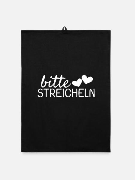 Bitte Streicheln Herz - Organic Geschirrtuch - Schwarz - Vorne