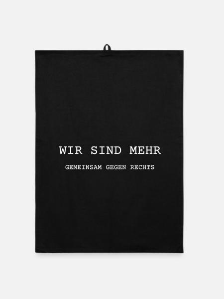 Wir sind mehr - gemeinsam gegen rechts - Organic Geschirrtuch - Schwarz