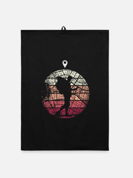 Geocaching Geschenk - Organic Geschirrtuch - Schwarz - Vorne