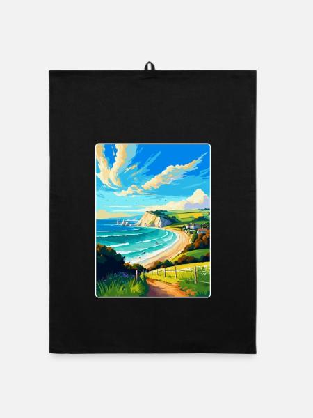Isle Of Wight Vintage Reiseposter Souvenir WPA - Organic Geschirrtuch - Schwarz - Vorne