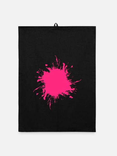 Fleck Farbe Gespritzt Schmutz schmutzig Rosa Pink - Organic Geschirrtuch - Schwarz - Vorne