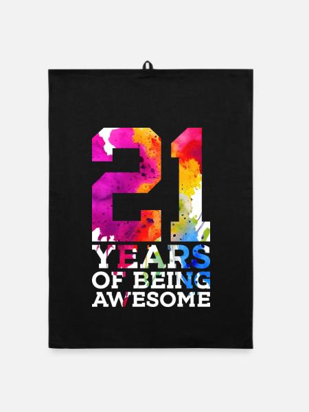 21 YEARS OF BEING AWESOME 21ST BIRTHDAY - Organic dish towel - black - Front