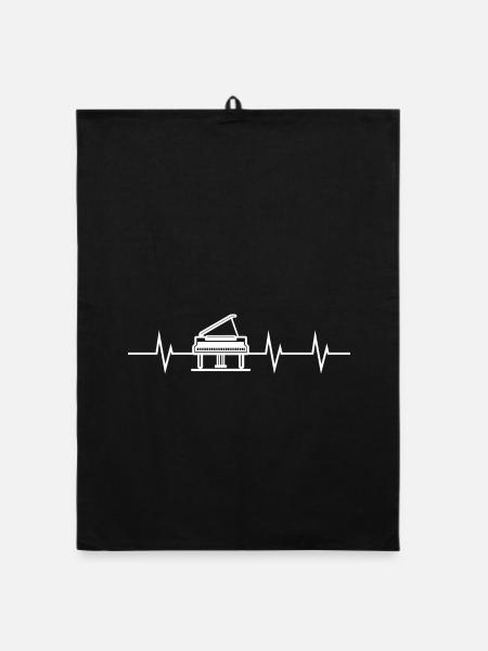 Heartbeat of a Piano - Organic Geschirrtuch - Schwarz - Vorne