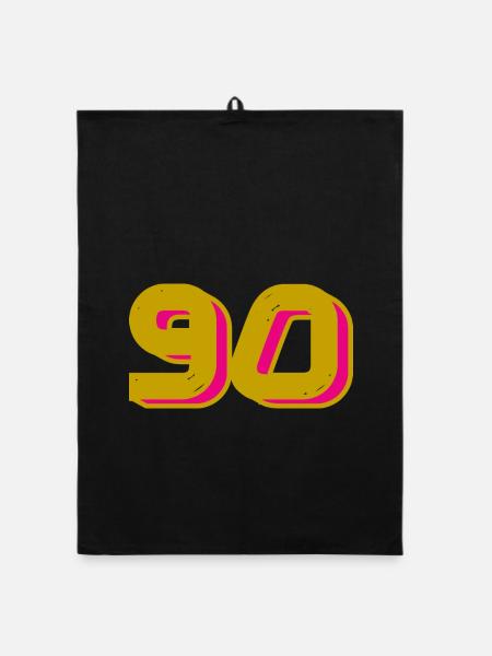 90. 90 JAHRE. 90-JÄHRIGES JUBILÄUM. 90-JÄHRIGES JUBILÄUM. - Organic Geschirrtuch - Schwarz - Vorne