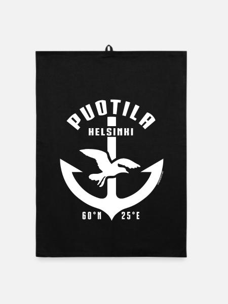 Puotila Helsinki Anker Textilien und Geschenke, Web - Organic Geschirrtuch - Schwarz - Vorne