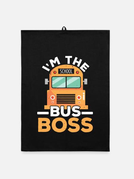 Der Busboss Schulbusfahrer Student Delivery - Organic Geschirrtuch - Schwarz - Vorne
