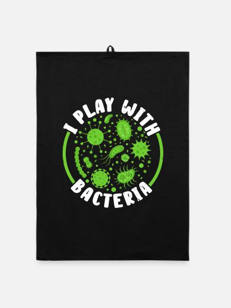 Ich spiele mit Bakterien Biologe Wissenschaft Biol - Organic Geschirrtuch - Schwarz - Vorne