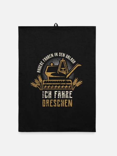 Mähdrescher Fahren - Bauer Dreschen Getreide - Organic Geschirrtuch - Schwarz - Vorne