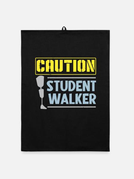 Vorsicht Student Walker Amputierter Amputierter Ch - Organic Geschirrtuch - Schwarz - Vorne