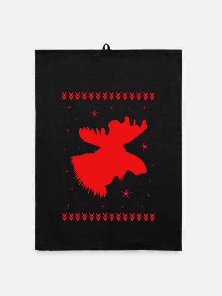 Elch Weihnachten Rentier Hirsch - Organic Geschirrtuch - Schwarz