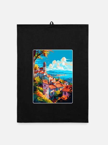 Viana Do Castelo Portugal Vintage Reiseposter - Organic Geschirrtuch - Schwarz - Vorne