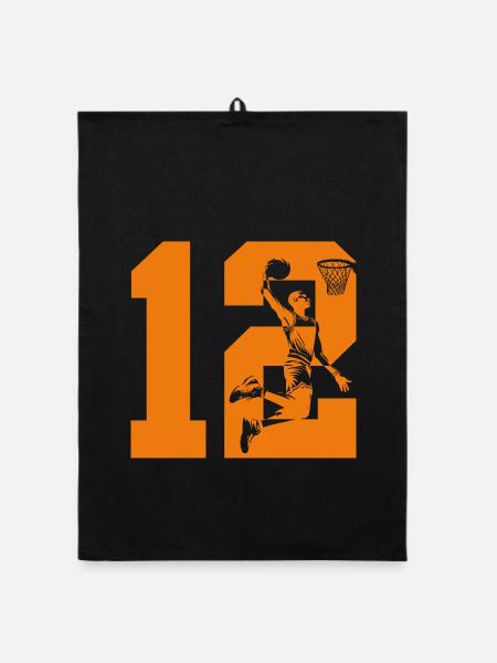 NUMMER 12 BASKETBALL 12. GEBURTSTAG - Organic Geschirrtuch - Schwarz