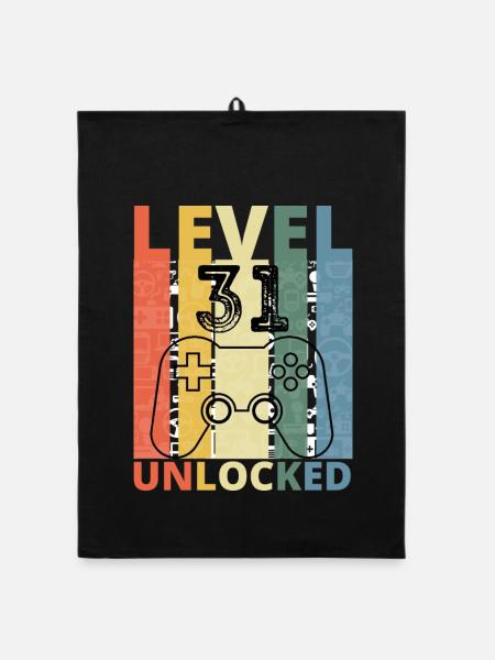 Level 31 Freigeschalteter lustiger Gamer-Geburtstag - Organic Geschirrtuch - Schwarz - Vorne