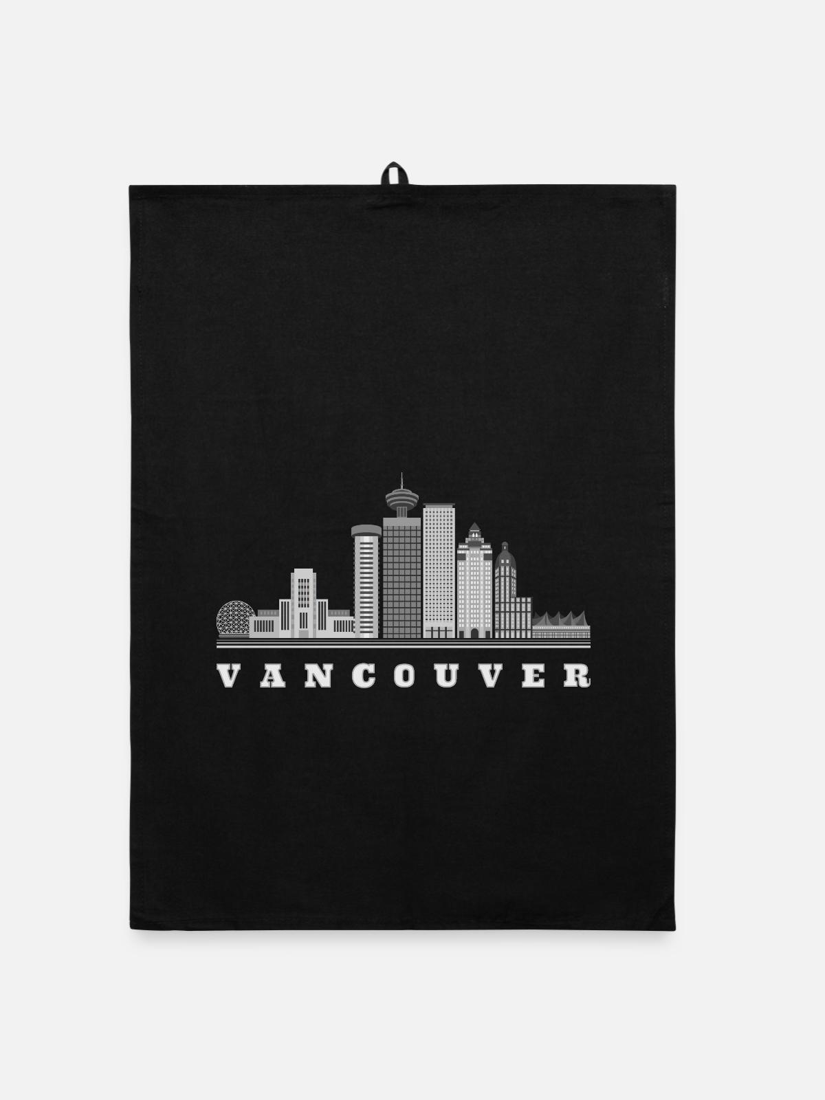 Vancouver Skyline Canada - Torchon bio - noir - Devant