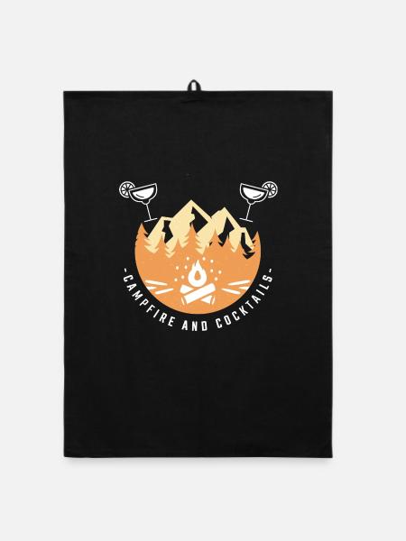 Lagerfeuer und Cocktails - Organic Geschirrtuch - Schwarz - Vorne