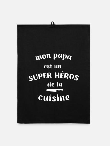 Mein Vater ist ein Superheld der Küche - Organic Geschirrtuch - Schwarz - Vorne