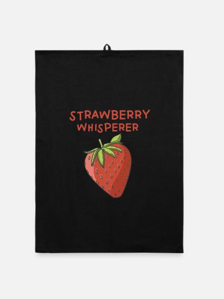 Erdbeeren Flüsterer - Organic Geschirrtuch - Schwarz - Vorne