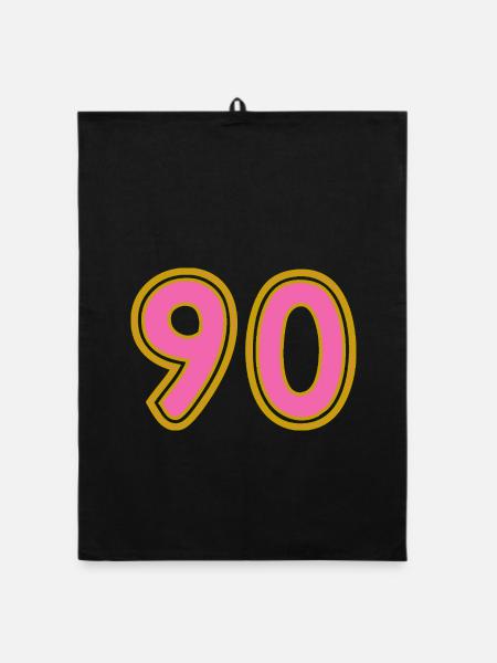 90. 90 JAHRE. 90-JÄHRIGES JUBILÄUM. 90-JÄHRIGES JUBILÄUM. - Organic Geschirrtuch - Schwarz - Vorne
