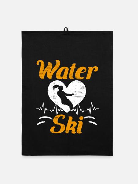 Wasserski Wassersport Wasserskifahren Wasserskifah - Organic Geschirrtuch - Schwarz - Vorne