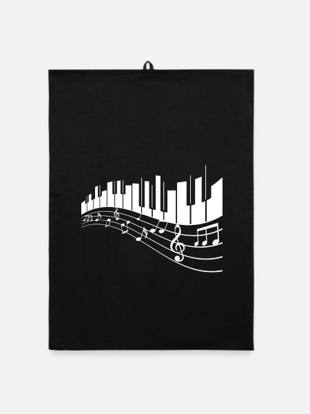 Klavier Piano mit Noten für Pianisten Musiker - Organic Geschirrtuch - Schwarz - Vorne