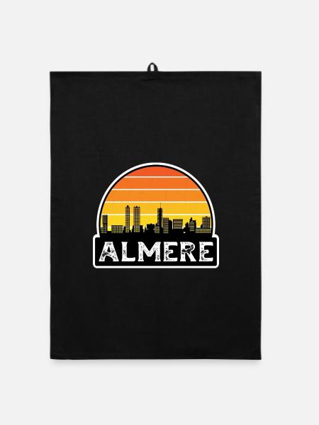 Almere Niederlande Flagge Skyline Reisesouvenir - Organic Geschirrtuch - Schwarz - Vorne