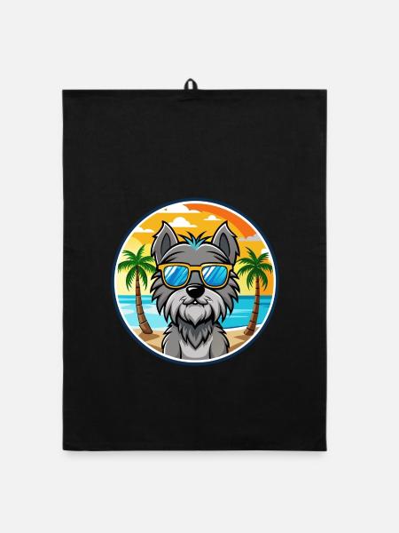 Bouvier Des Ardennes Hunderasse Cartoon Sonnenbrille - Organic Geschirrtuch - Schwarz - Vorne