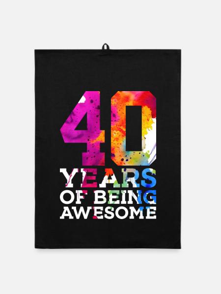 40 YEARS OF BEING AWESOME 40TH BIRTHDAY - Organic dish towel - black - Front