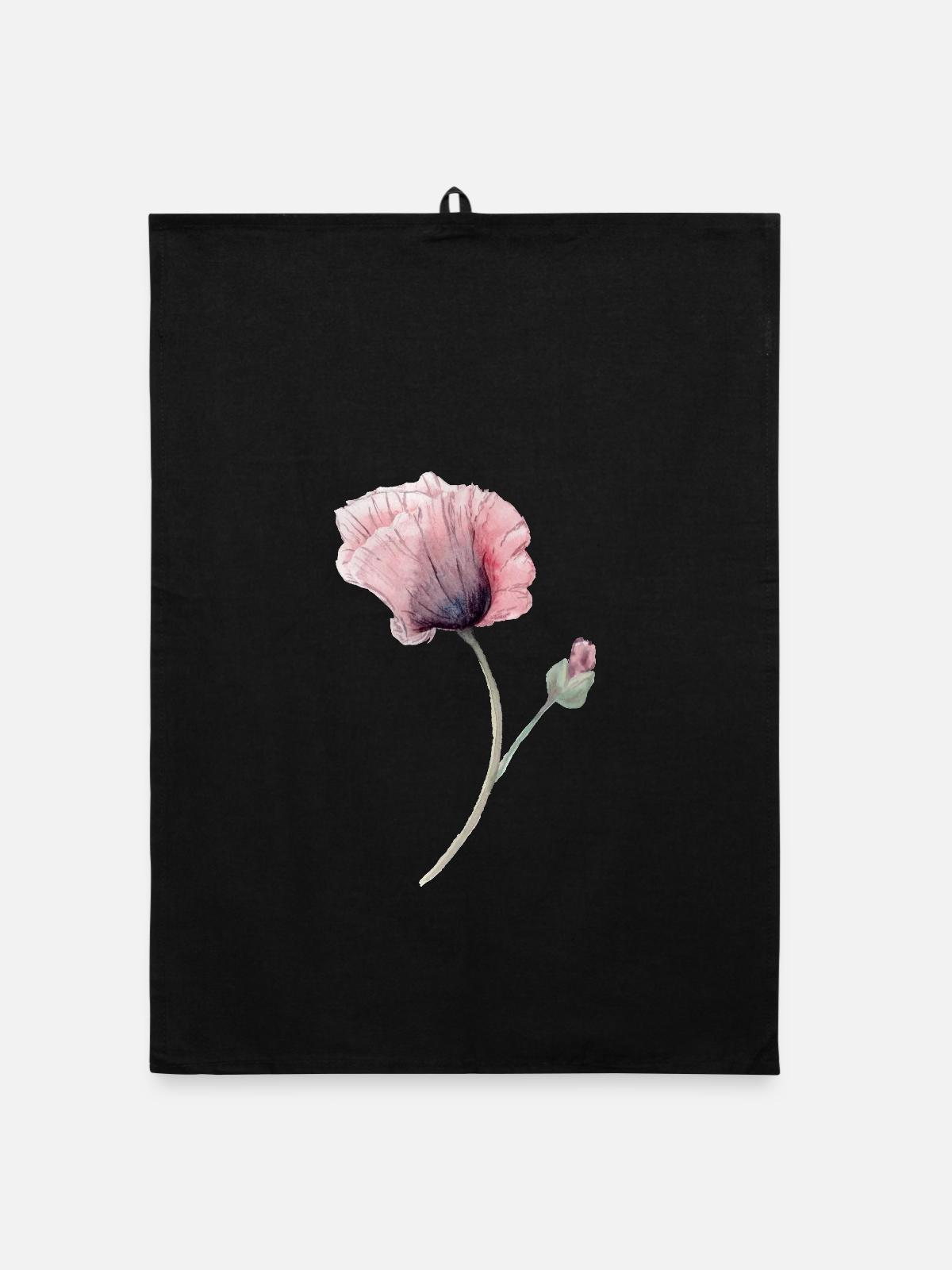 Blume - Organic Geschirrtuch - Schwarz - Vorne
