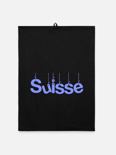 SCHWEIZ. HUMOR. LAND. FLAGGE. GENF. LAUSANNE - Organic Geschirrtuch - Schwarz - Vorne