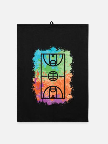 Basketball Platz Trainer Basketballer - Organic Geschirrtuch - Schwarz