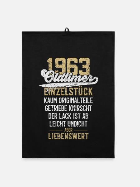 LUSTIG 63. GEBURTSTAG OLDTIMER 1963 EINZELSTÜCK - Organic Geschirrtuch - Schwarz - Vorne