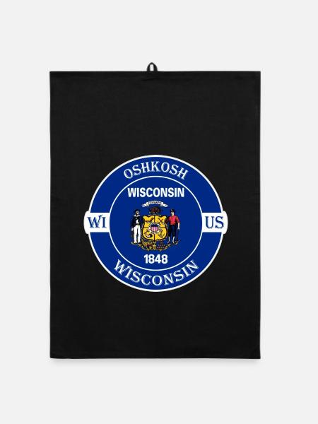 Oshkosh Wisconsin Flagge USA Reise Souvenir Abzeichen - Organic Geschirrtuch - Schwarz