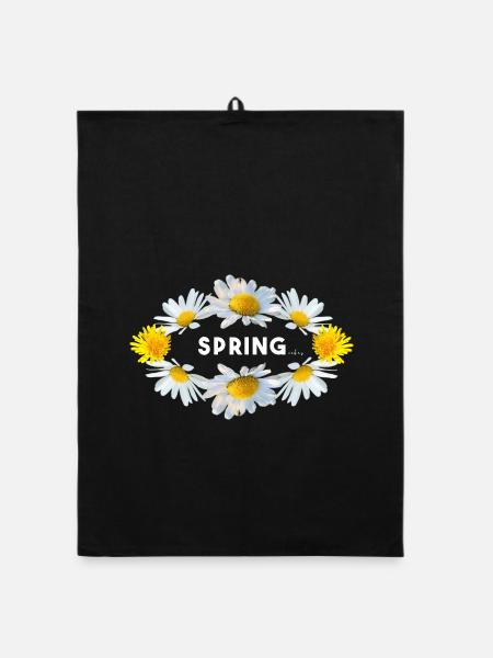 spring spring vibes flowers - Organic Geschirrtuch - Schwarz - Vorne